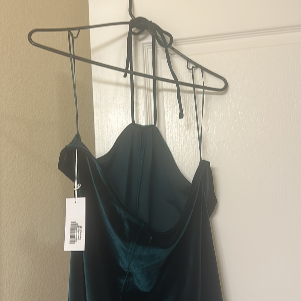 Reformation Nyla Velvet Dress Es in the color Emerald, size 2X. - Picture 5 of 6